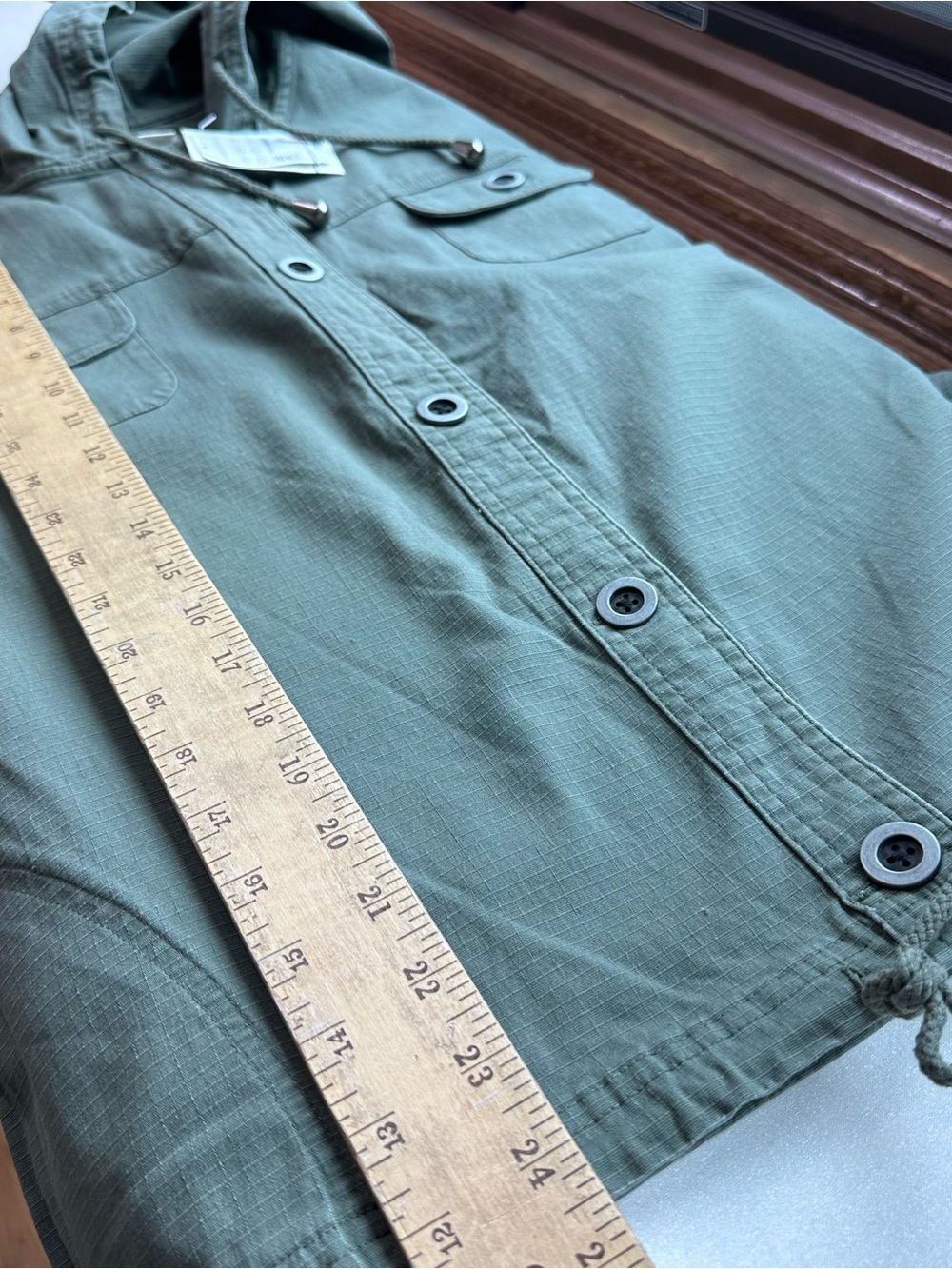 NWT Christopher & Banks Utility Vest XL Olive Green Hooded Sleeveless Cotton - Picture 11 of 12